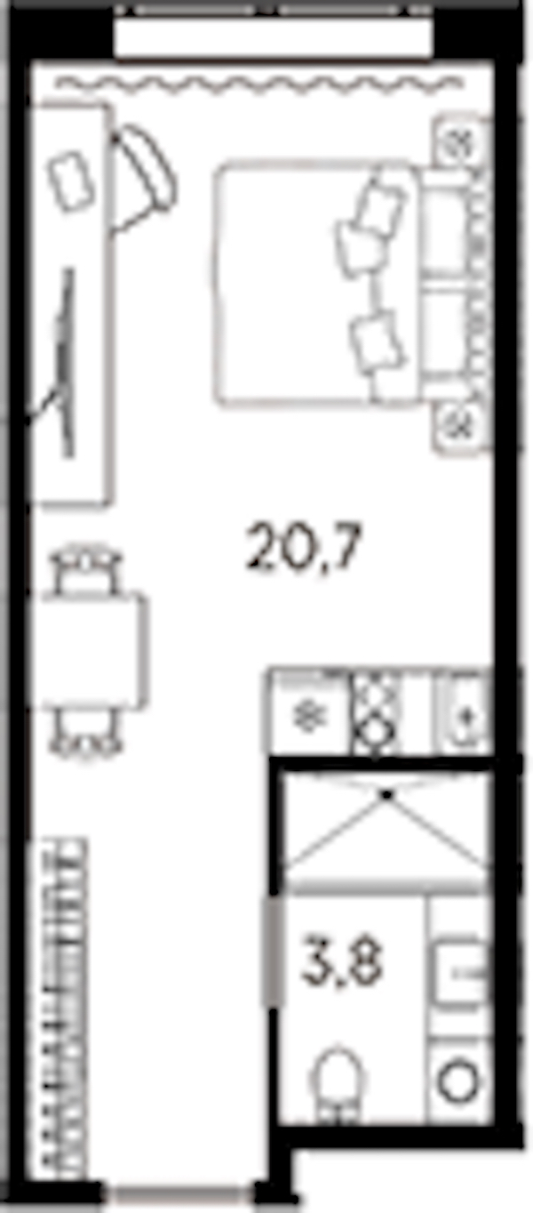 Квартира студия 24.5 м², 2/13 эт., ЖК «AVENIR Industrial»